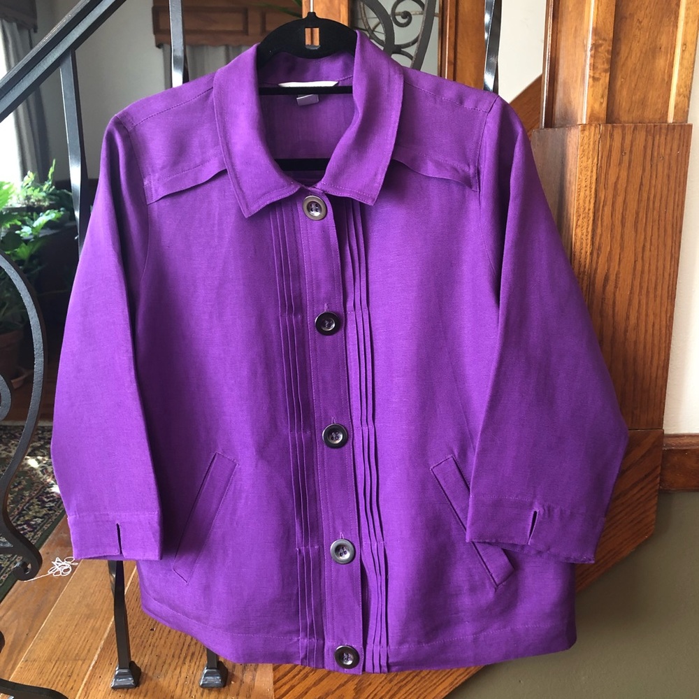 Christopher & Banks Purple Linen Blend Blazer M